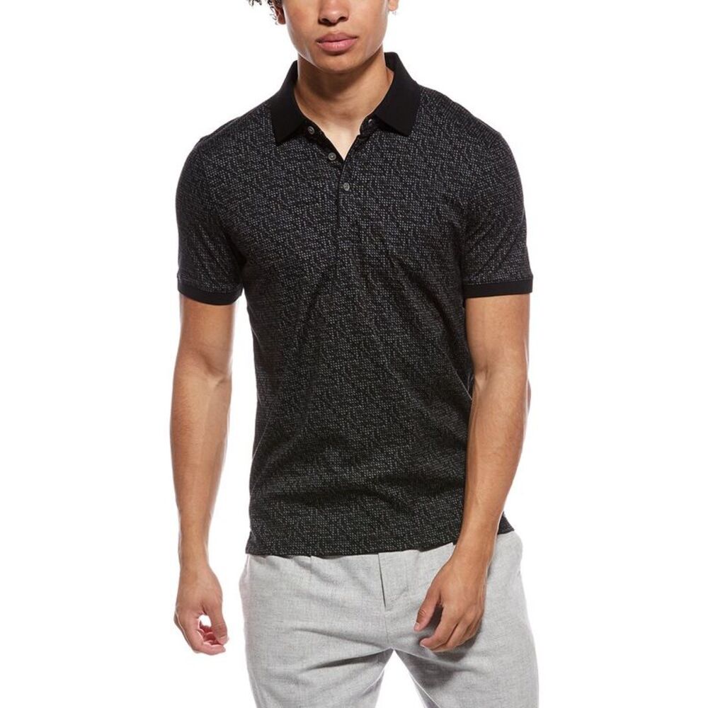 Raffi Mens  Brushed Dot Polo Shirt, Black